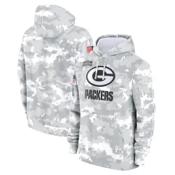 Green Bay Packers Men's Arctic Camo 2024 Salute to Service Club Fleece Pullover Hoodie