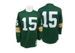 Green Bay Packers Men's Authentic Green Throwback Jersey (15 Bart Starr)