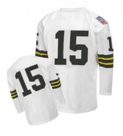 Green Bay Packers Men's Authentic White Throwback Jersey (15 Bart Starr)