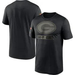 Green Bay Packers Men's Black 2020 Salute to Service Team Logo Performance T-Shirt