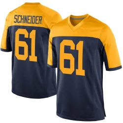 Green Bay Packers Men's Game Navy Alternate Jersey (61 Cole Schneider)