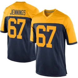 Green Bay Packers Men's Game Navy Alternate Jersey (67 Donovan Jennings)