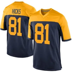Green Bay Packers Men's Game Navy Alternate Jersey (81 Julian Hicks)