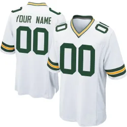 Green Bay Packers Men's Game White Jersey (00 Custom)
