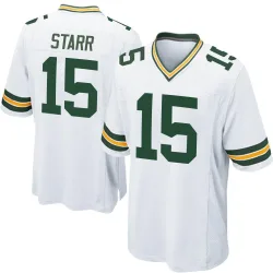 Green Bay Packers Men's Game White Jersey (15 Bart Starr)