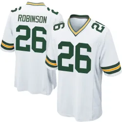 Green Bay Packers Men's Game White Jersey (26 Micah Robinson)