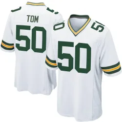 Green Bay Packers Men's Game White Jersey (50 Zach Tom)