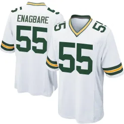 Green Bay Packers Men's Game White Jersey (55 Kingsley Enagbare)