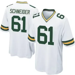 Green Bay Packers Men's Game White Jersey (61 Cole Schneider)