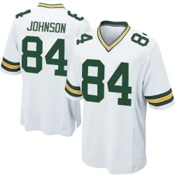 Green Bay Packers Men's Game White Jersey (84 Cornelius Johnson)