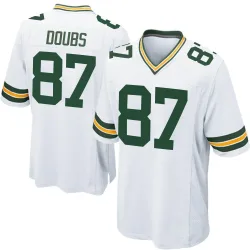 Green Bay Packers Men's Game White Jersey (87 Romeo Doubs)