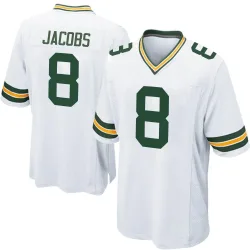 Green Bay Packers Men's Game White Jersey (8 Josh Jacobs)