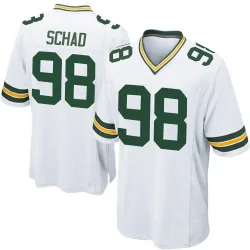 Green Bay Packers Men's Game White Jersey (98 Keonte Schad)