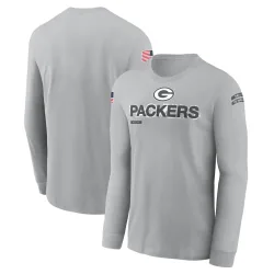 Green Bay Packers Men's Gray 2024 Salute To Service Long Sleeve T-Shirt