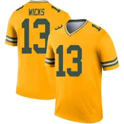 Green Bay Packers Men's Legend Gold Inverted Jersey (13 Dontayvion Wicks)