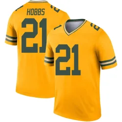 Green Bay Packers Men's Legend Gold Inverted Jersey (21 Nate Hobbs)