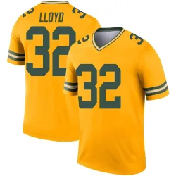 Green Bay Packers Men's Legend Gold Inverted Jersey (32 MarShawn Lloyd)