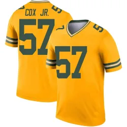 Green Bay Packers Men's Legend Gold Inverted Jersey (57 Brenton Cox Jr.)