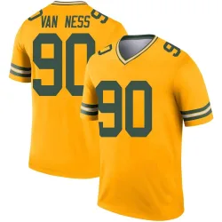 Green Bay Packers Men's Legend Gold Inverted Jersey (90 Lukas Van Ness)