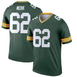 Green Bay Packers Men's Legend Green Jersey (62 Jacob Monk)