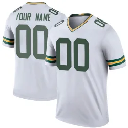 Green Bay Packers Men's Legend White Color Rush Jersey (00 Custom)