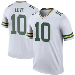 Green Bay Packers Men's Legend White Color Rush Jersey (10 Jordan Love)