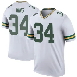 Green Bay Packers Men's Legend White Color Rush Jersey (34 Kalen King)
