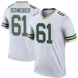 Green Bay Packers Men's Legend White Color Rush Jersey (61 Cole Schneider)