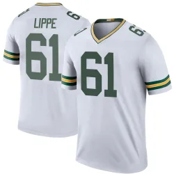 Green Bay Packers Men's Legend White Color Rush Jersey (61 J.J. Lippe)