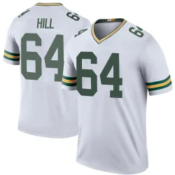 Green Bay Packers Men's Legend White Color Rush Jersey (64 Trey Hill)