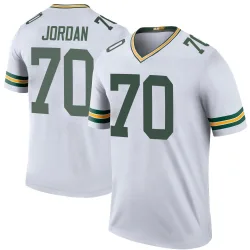 Green Bay Packers Men's Legend White Color Rush Jersey (70 Michael Jordan)