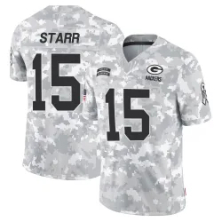 Green Bay Packers Men's Limited Arctic Camo 2024 Salute to Service Jersey (15 Bart Starr)