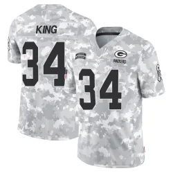 Green Bay Packers Men's Limited Arctic Camo 2024 Salute to Service Jersey (34 Kalen King)