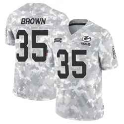 Green Bay Packers Men's Limited Arctic Camo 2024 Salute to Service Jersey (35 Kahzir Brown)