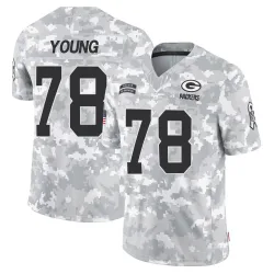 Green Bay Packers Men's Limited Arctic Camo 2024 Salute to Service Jersey (78 Cameron Young)