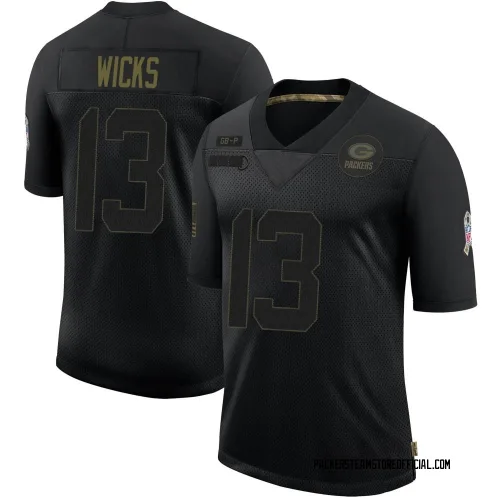 Green Bay Packers Men's Limited Black 2020 Salute To Service Jersey (13 Dontayvion Wicks)