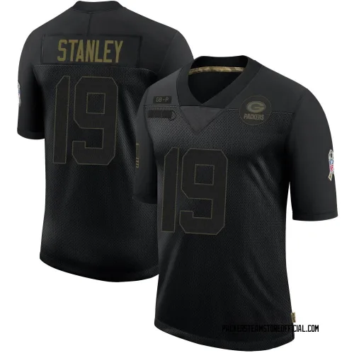 Green Bay Packers Men's Limited Black 2020 Salute To Service Jersey (19 Dimitri Stanley)