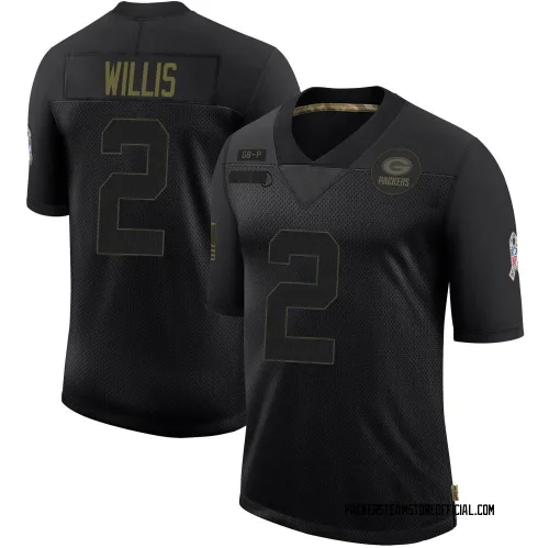 Green Bay Packers Men's Limited Black 2020 Salute To Service Jersey (2 Malik Willis)