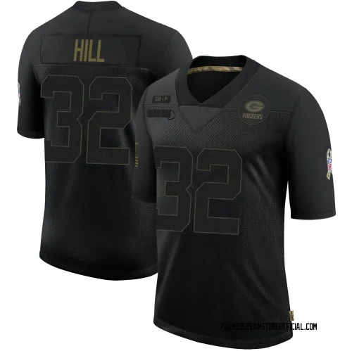 Green Bay Packers Men's Limited Black 2020 Salute To Service Jersey (32 Kylin Hill)