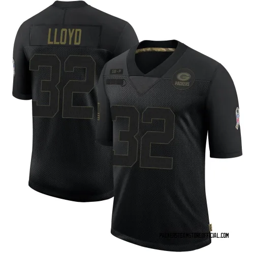 Green Bay Packers Men's Limited Black 2020 Salute To Service Jersey (32 MarShawn Lloyd)