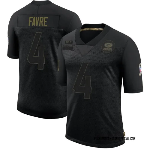 Green Bay Packers Men's Limited Black 2020 Salute To Service Jersey (4 Brett Favre)