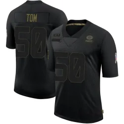 Green Bay Packers Men's Limited Black 2020 Salute To Service Jersey (50 Zach Tom)