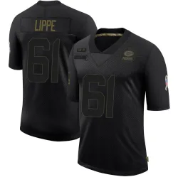 Green Bay Packers Men's Limited Black 2020 Salute To Service Jersey (61 J.J. Lippe)