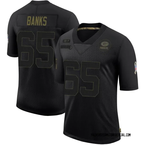 Green Bay Packers Men's Limited Black 2020 Salute To Service Jersey (65 Aaron Banks)