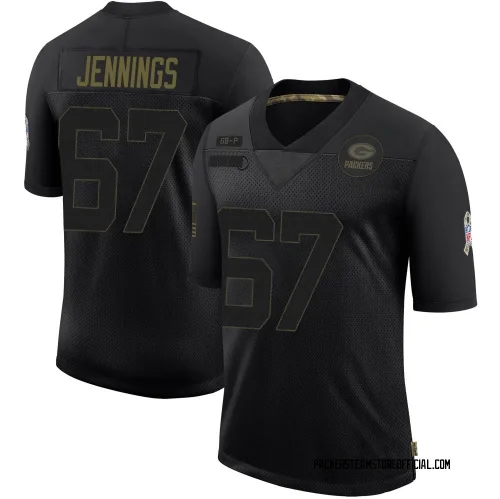 Green Bay Packers Men's Limited Black 2020 Salute To Service Jersey (67 Donovan Jennings)