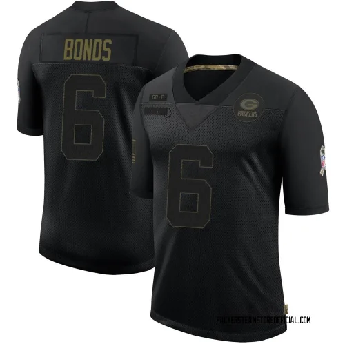 Green Bay Packers Men's Limited Black 2020 Salute To Service Jersey (6 Jadakis Bonds)