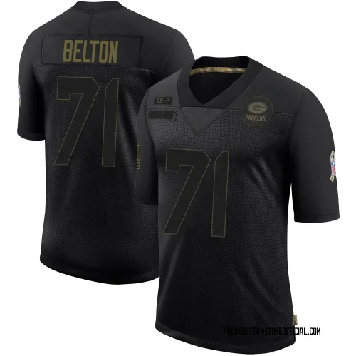 Green Bay Packers Men's Limited Black 2020 Salute To Service Jersey (71 Anthony Belton)