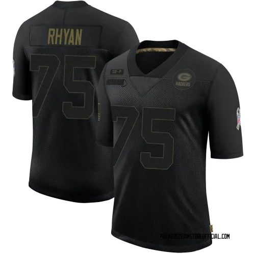 Green Bay Packers Men's Limited Black 2020 Salute To Service Jersey (75 Sean Rhyan)