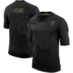 Green Bay Packers Men's Limited Black 2020 Salute To Service Jersey (78 Cameron Young)