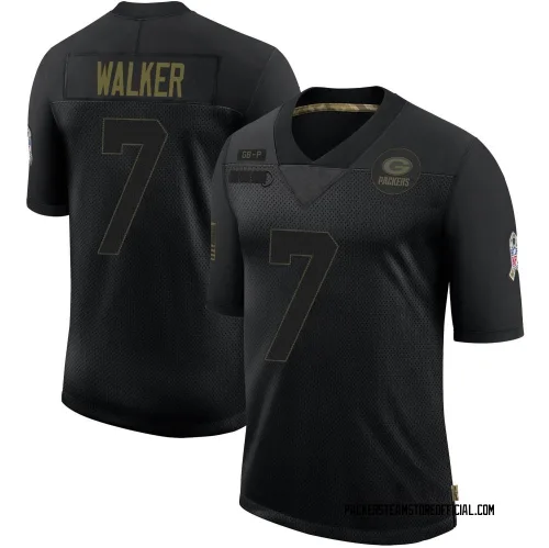 Green Bay Packers Men's Limited Black 2020 Salute To Service Jersey (7 Quay Walker)